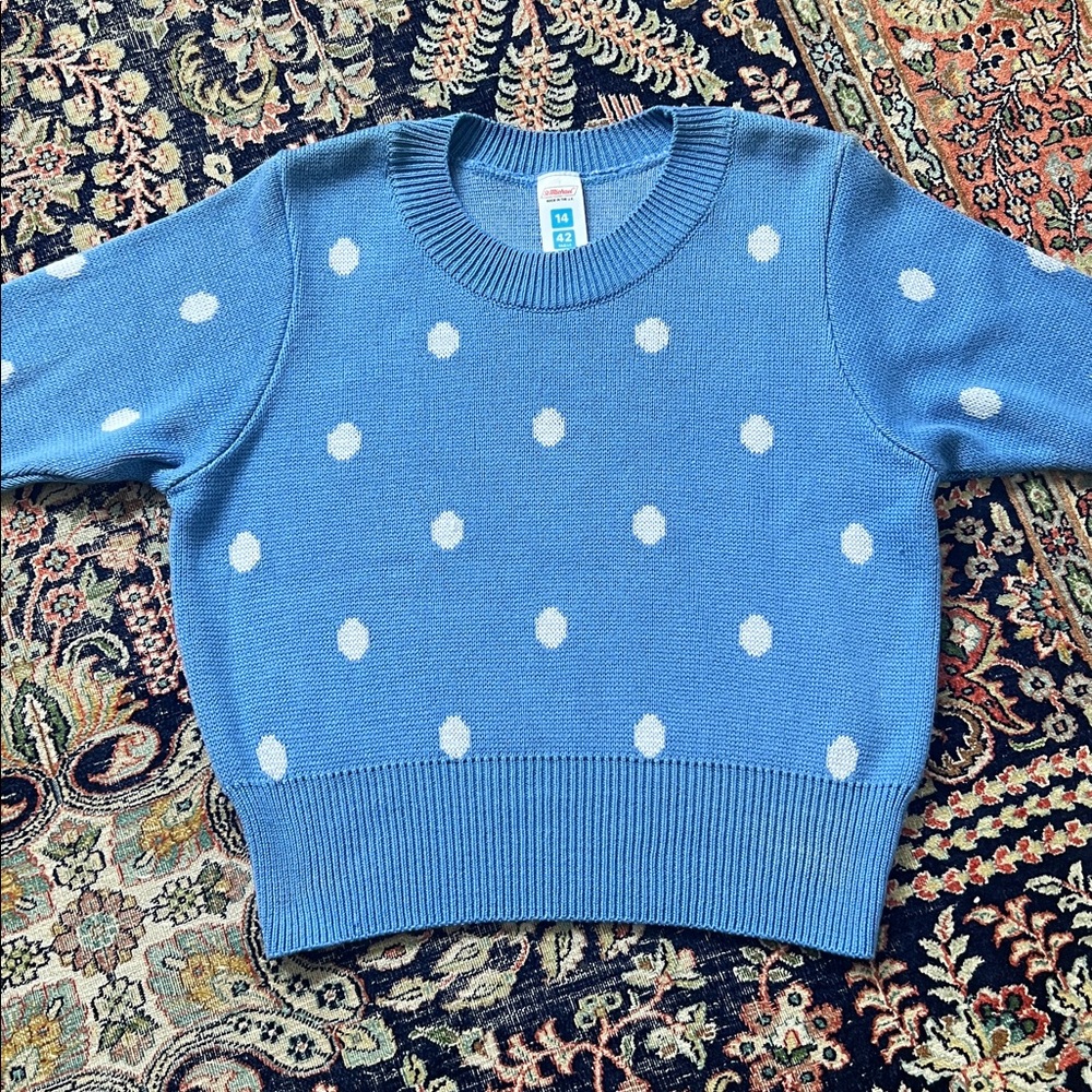 St. Michael blue and white polka dot sweater